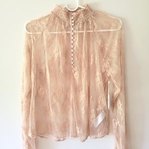 Forever 21 Contemporary rose gold lace top XL
